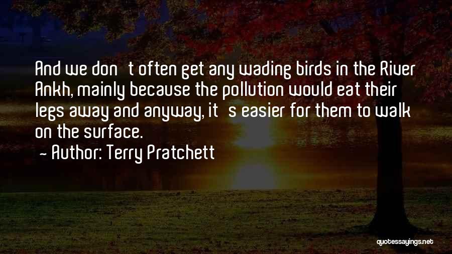 Terry Pratchett Quotes: And We Don't Often Get Any Wading Birds In The River Ankh, Mainly Because The Pollution Would Eat Their Legs