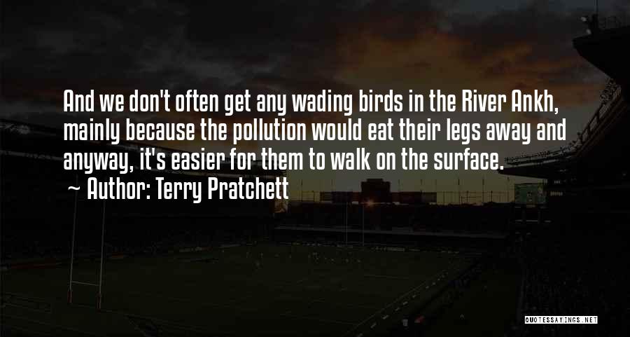 Terry Pratchett Quotes: And We Don't Often Get Any Wading Birds In The River Ankh, Mainly Because The Pollution Would Eat Their Legs