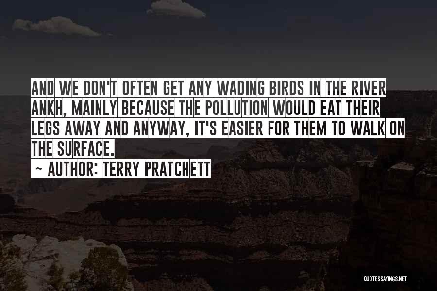 Terry Pratchett Quotes: And We Don't Often Get Any Wading Birds In The River Ankh, Mainly Because The Pollution Would Eat Their Legs