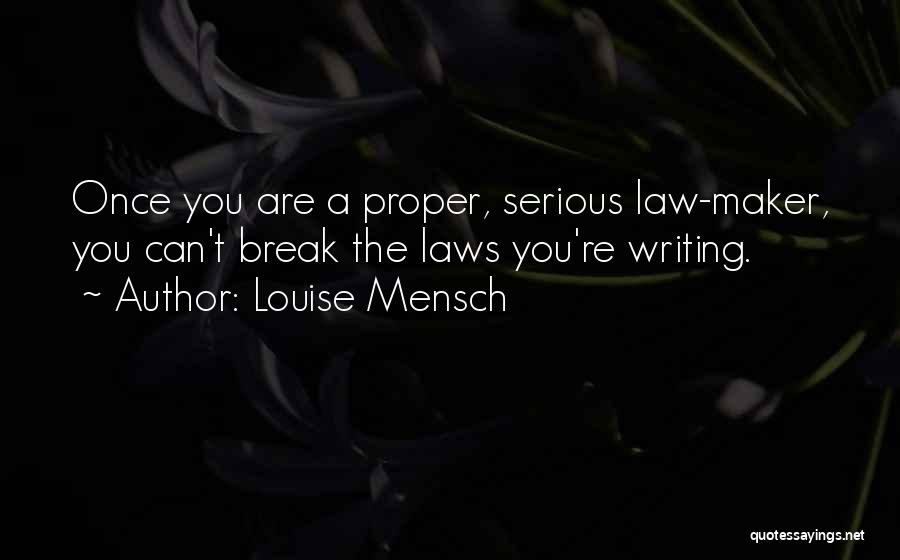 Louise Mensch Quotes: Once You Are A Proper, Serious Law-maker, You Can't Break The Laws You're Writing.