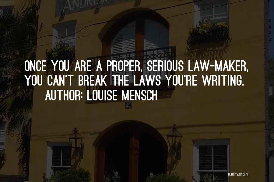 Louise Mensch Quotes: Once You Are A Proper, Serious Law-maker, You Can't Break The Laws You're Writing.