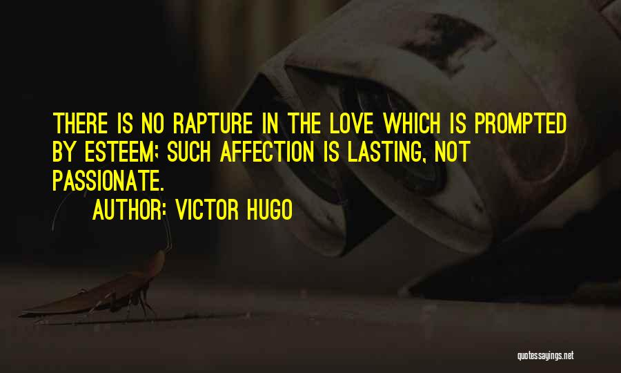 Victor Hugo Quotes: There Is No Rapture In The Love Which Is Prompted By Esteem; Such Affection Is Lasting, Not Passionate.