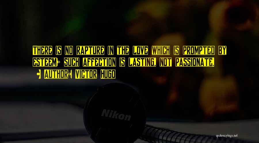 Victor Hugo Quotes: There Is No Rapture In The Love Which Is Prompted By Esteem; Such Affection Is Lasting, Not Passionate.