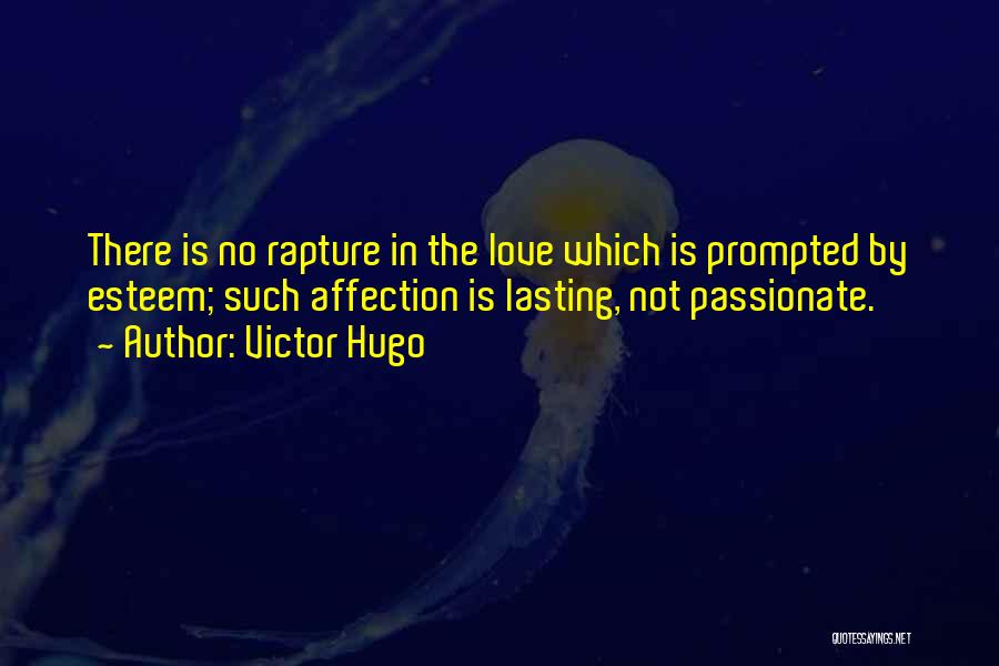 Victor Hugo Quotes: There Is No Rapture In The Love Which Is Prompted By Esteem; Such Affection Is Lasting, Not Passionate.