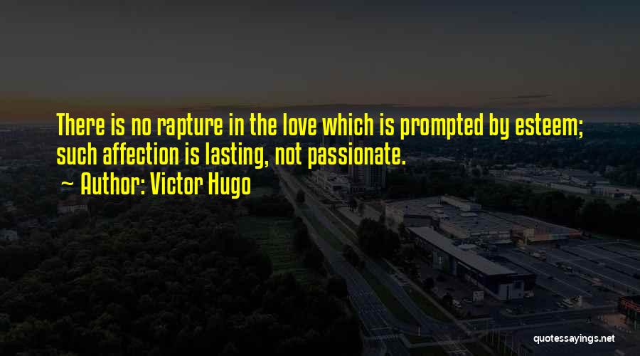 Victor Hugo Quotes: There Is No Rapture In The Love Which Is Prompted By Esteem; Such Affection Is Lasting, Not Passionate.