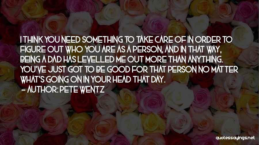 Pete Wentz Quotes: I Think You Need Something To Take Care Of In Order To Figure Out Who You Are As A Person,