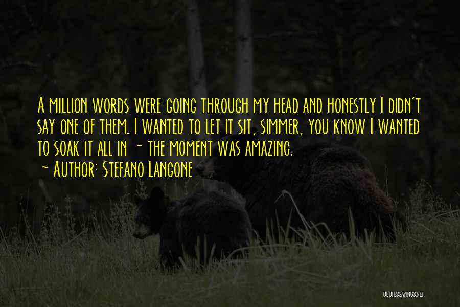 Stefano Langone Quotes: A Million Words Were Going Through My Head And Honestly I Didn't Say One Of Them. I Wanted To Let