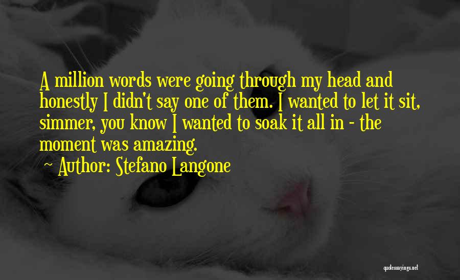 Stefano Langone Quotes: A Million Words Were Going Through My Head And Honestly I Didn't Say One Of Them. I Wanted To Let