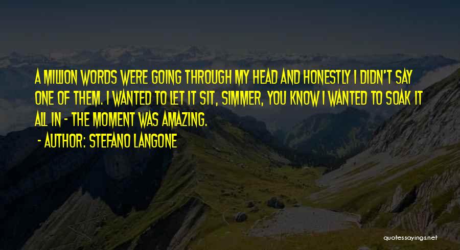 Stefano Langone Quotes: A Million Words Were Going Through My Head And Honestly I Didn't Say One Of Them. I Wanted To Let