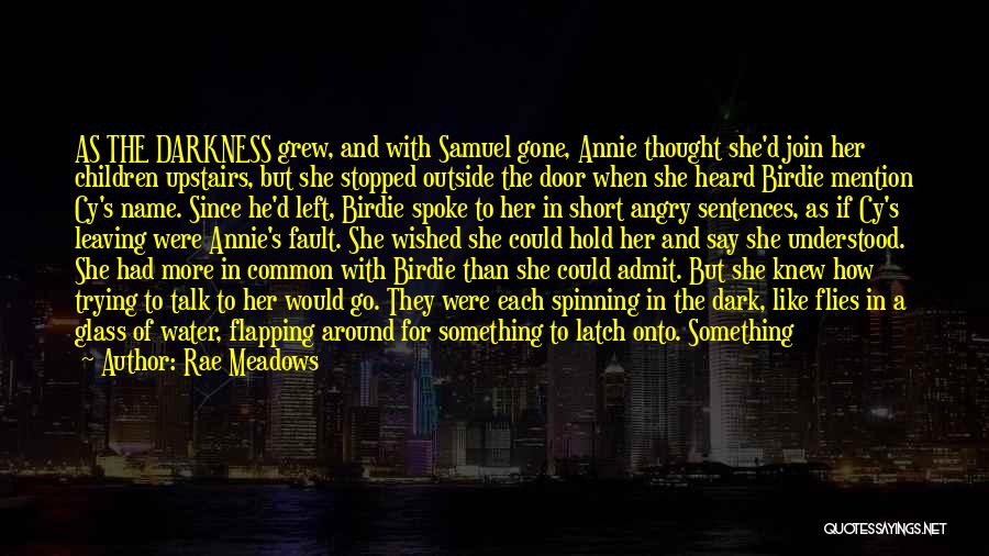 Rae Meadows Quotes: As The Darkness Grew, And With Samuel Gone, Annie Thought She'd Join Her Children Upstairs, But She Stopped Outside The