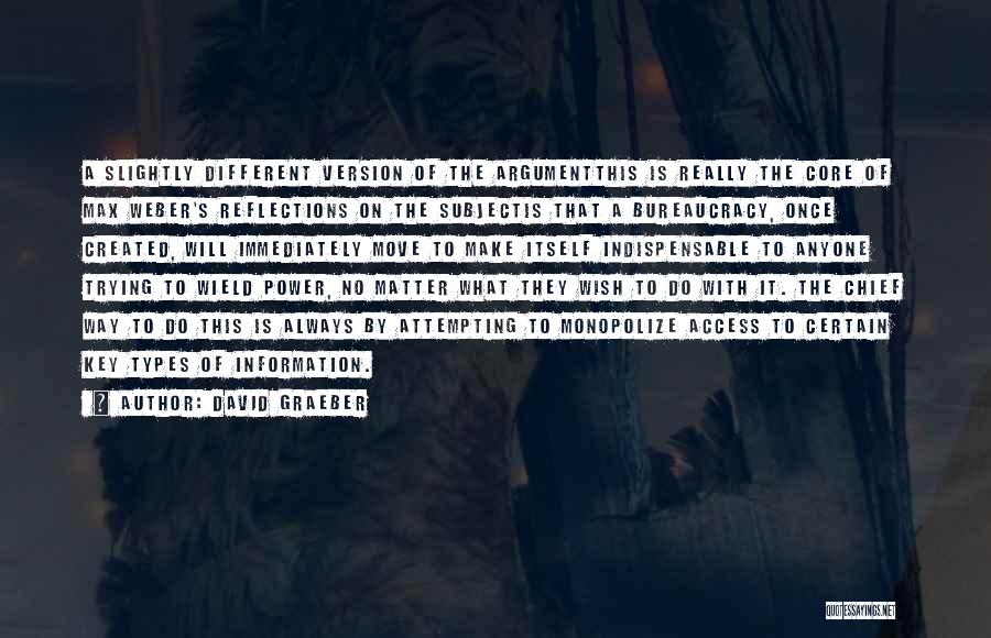 David Graeber Quotes: A Slightly Different Version Of The Argumentthis Is Really The Core Of Max Weber's Reflections On The Subjectis That A