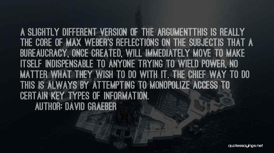 David Graeber Quotes: A Slightly Different Version Of The Argumentthis Is Really The Core Of Max Weber's Reflections On The Subjectis That A