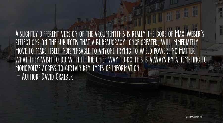 David Graeber Quotes: A Slightly Different Version Of The Argumentthis Is Really The Core Of Max Weber's Reflections On The Subjectis That A