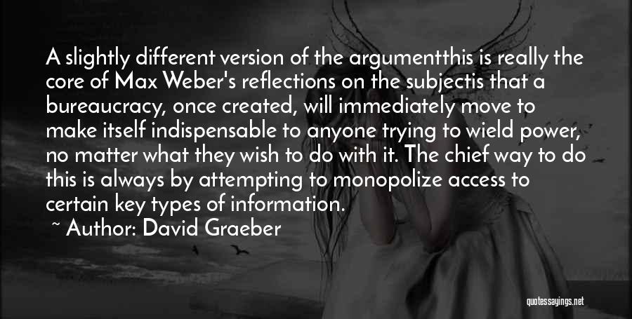 David Graeber Quotes: A Slightly Different Version Of The Argumentthis Is Really The Core Of Max Weber's Reflections On The Subjectis That A