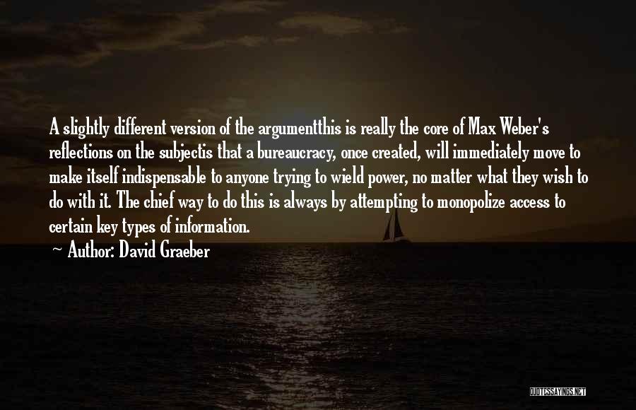 David Graeber Quotes: A Slightly Different Version Of The Argumentthis Is Really The Core Of Max Weber's Reflections On The Subjectis That A