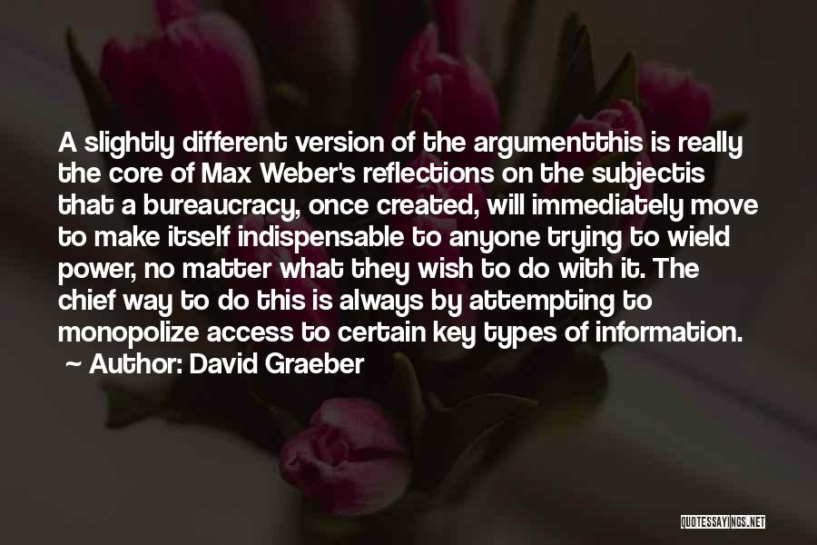 David Graeber Quotes: A Slightly Different Version Of The Argumentthis Is Really The Core Of Max Weber's Reflections On The Subjectis That A