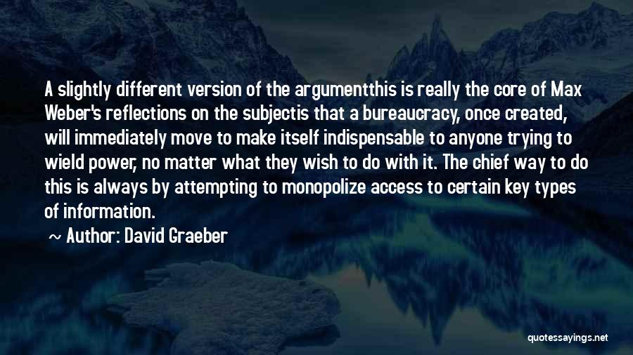 David Graeber Quotes: A Slightly Different Version Of The Argumentthis Is Really The Core Of Max Weber's Reflections On The Subjectis That A