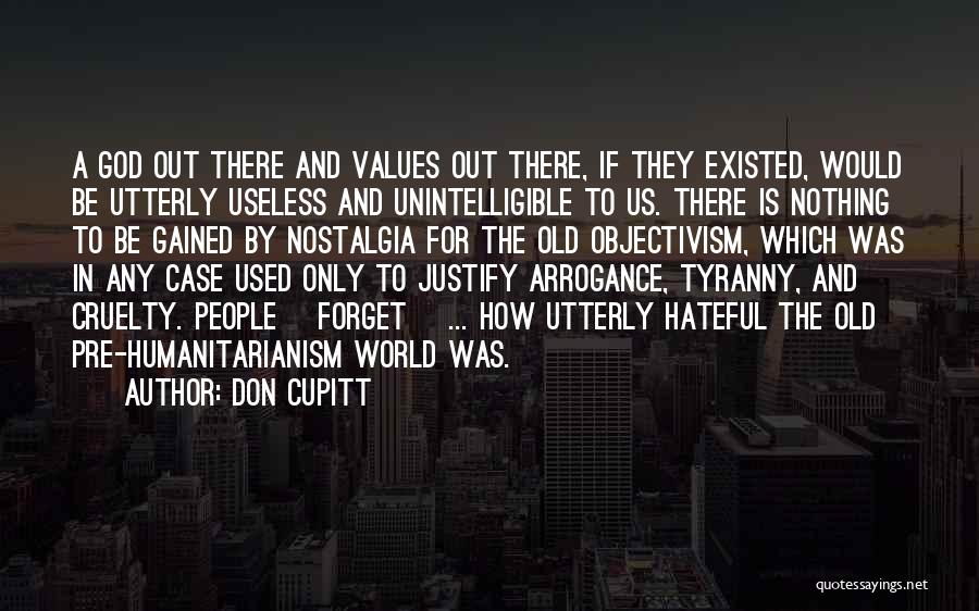 Don Cupitt Quotes: A God Out There And Values Out There, If They Existed, Would Be Utterly Useless And Unintelligible To Us. There