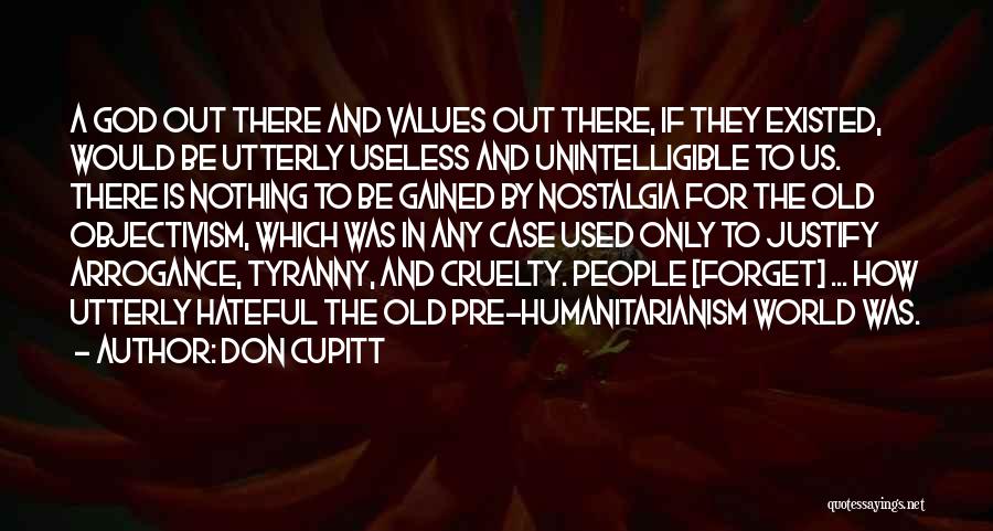 Don Cupitt Quotes: A God Out There And Values Out There, If They Existed, Would Be Utterly Useless And Unintelligible To Us. There