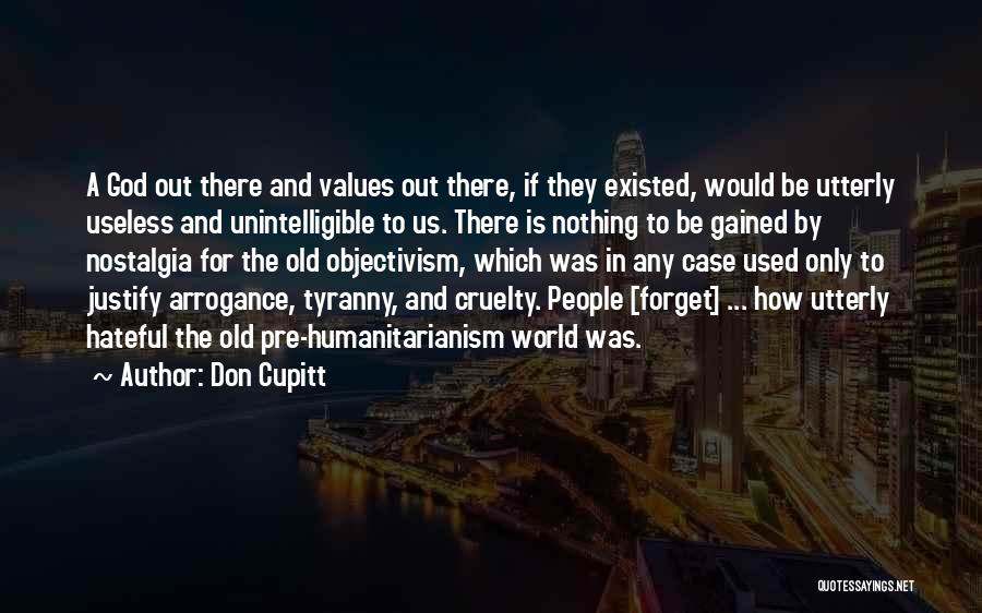 Don Cupitt Quotes: A God Out There And Values Out There, If They Existed, Would Be Utterly Useless And Unintelligible To Us. There