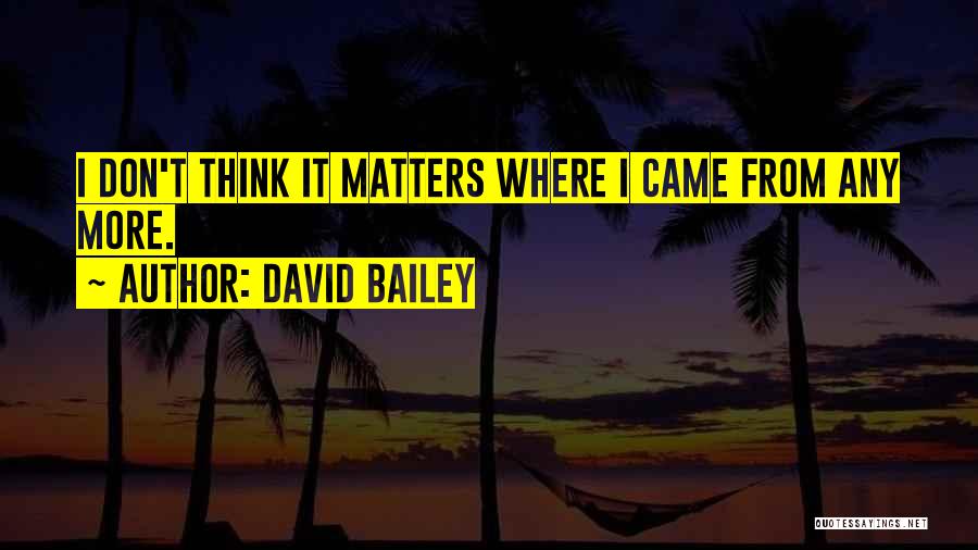 David Bailey Quotes: I Don't Think It Matters Where I Came From Any More.