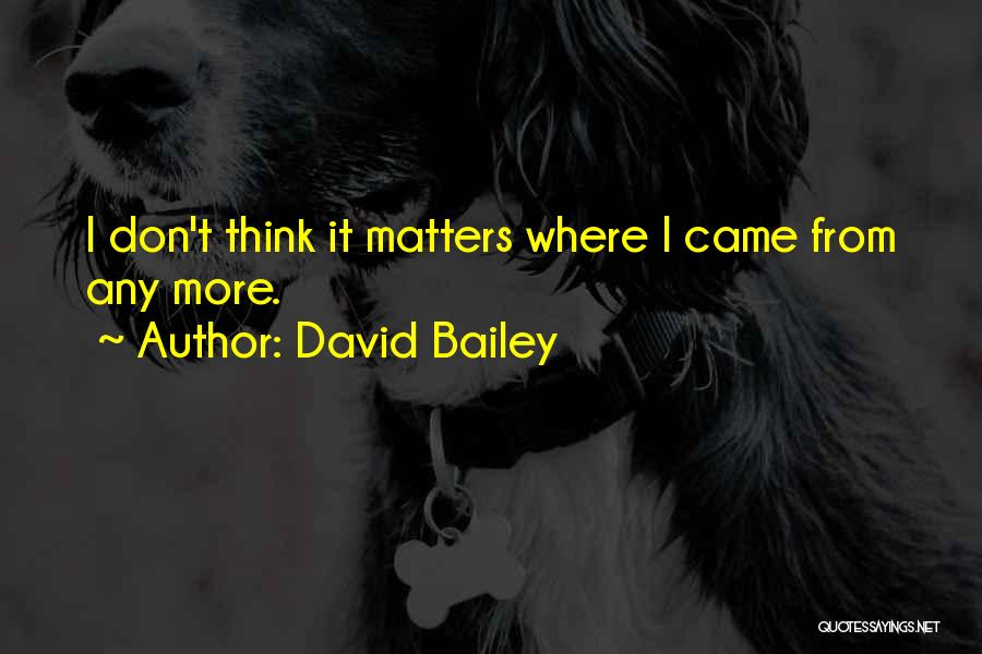 David Bailey Quotes: I Don't Think It Matters Where I Came From Any More.