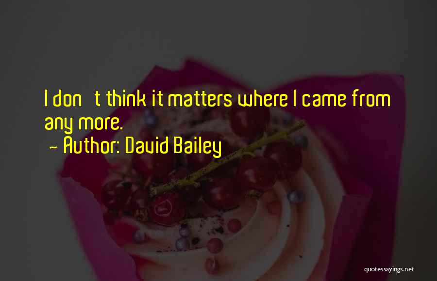 David Bailey Quotes: I Don't Think It Matters Where I Came From Any More.