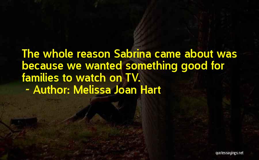 Melissa Joan Hart Quotes: The Whole Reason Sabrina Came About Was Because We Wanted Something Good For Families To Watch On Tv.
