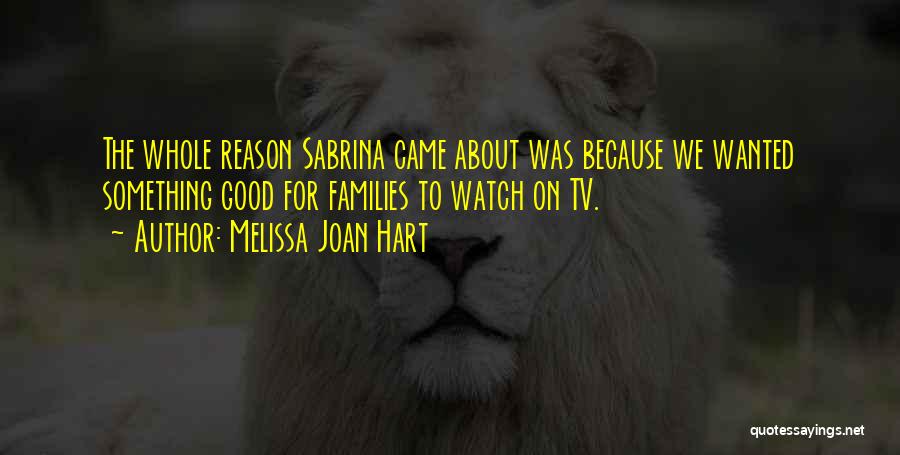 Melissa Joan Hart Quotes: The Whole Reason Sabrina Came About Was Because We Wanted Something Good For Families To Watch On Tv.