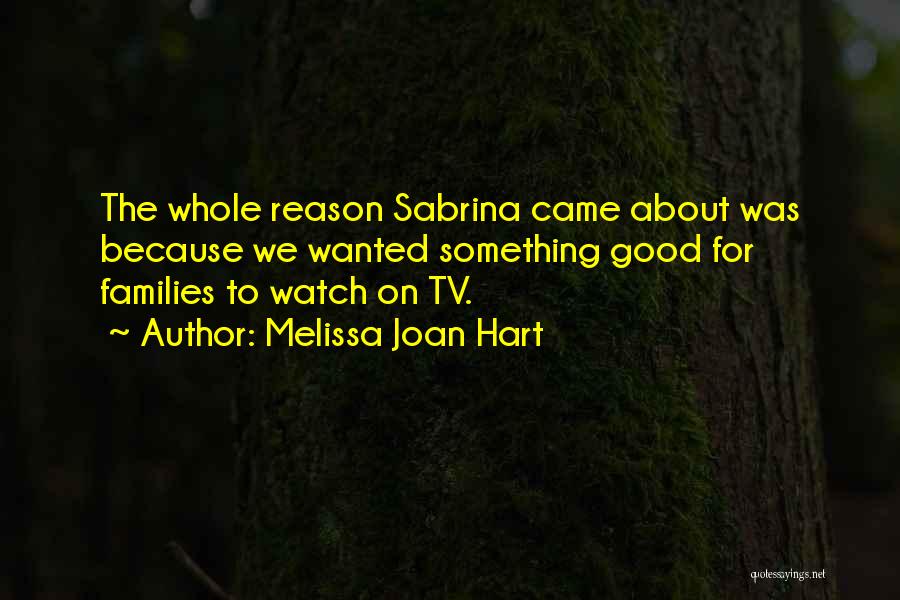 Melissa Joan Hart Quotes: The Whole Reason Sabrina Came About Was Because We Wanted Something Good For Families To Watch On Tv.