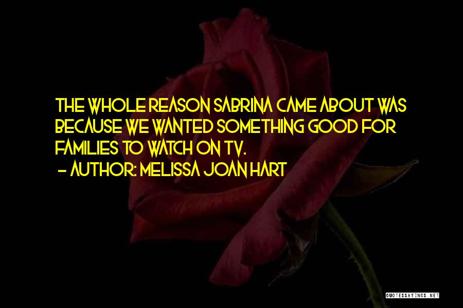 Melissa Joan Hart Quotes: The Whole Reason Sabrina Came About Was Because We Wanted Something Good For Families To Watch On Tv.