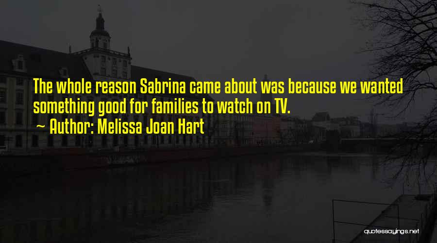 Melissa Joan Hart Quotes: The Whole Reason Sabrina Came About Was Because We Wanted Something Good For Families To Watch On Tv.