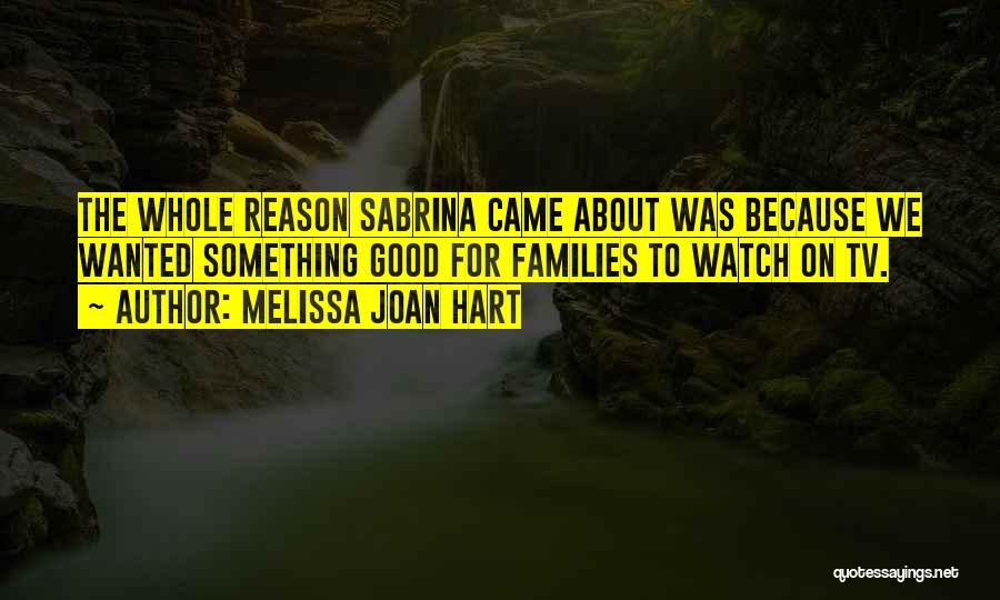 Melissa Joan Hart Quotes: The Whole Reason Sabrina Came About Was Because We Wanted Something Good For Families To Watch On Tv.