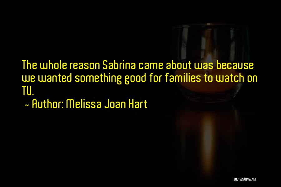 Melissa Joan Hart Quotes: The Whole Reason Sabrina Came About Was Because We Wanted Something Good For Families To Watch On Tv.
