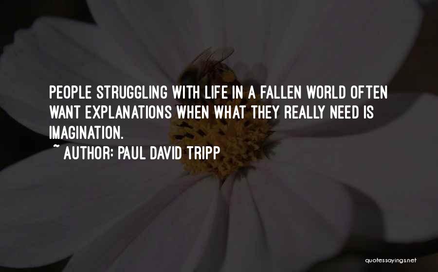 Paul David Tripp Quotes: People Struggling With Life In A Fallen World Often Want Explanations When What They Really Need Is Imagination.