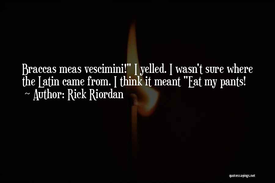 Rick Riordan Quotes: Braccas Meas Vescimini! I Yelled. I Wasn't Sure Where The Latin Came From. I Think It Meant Eat My Pants!