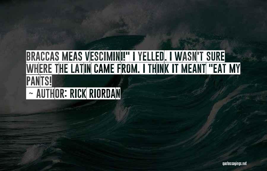 Rick Riordan Quotes: Braccas Meas Vescimini! I Yelled. I Wasn't Sure Where The Latin Came From. I Think It Meant Eat My Pants!