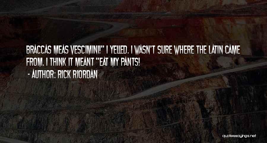 Rick Riordan Quotes: Braccas Meas Vescimini! I Yelled. I Wasn't Sure Where The Latin Came From. I Think It Meant Eat My Pants!