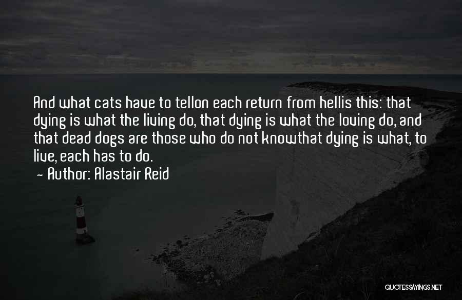 Alastair Reid Quotes: And What Cats Have To Tellon Each Return From Hellis This: That Dying Is What The Living Do, That Dying
