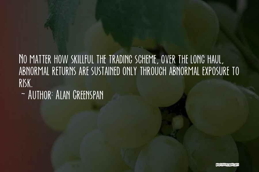 Alan Greenspan Quotes: No Matter How Skillful The Trading Scheme, Over The Long Haul, Abnormal Returns Are Sustained Only Through Abnormal Exposure To