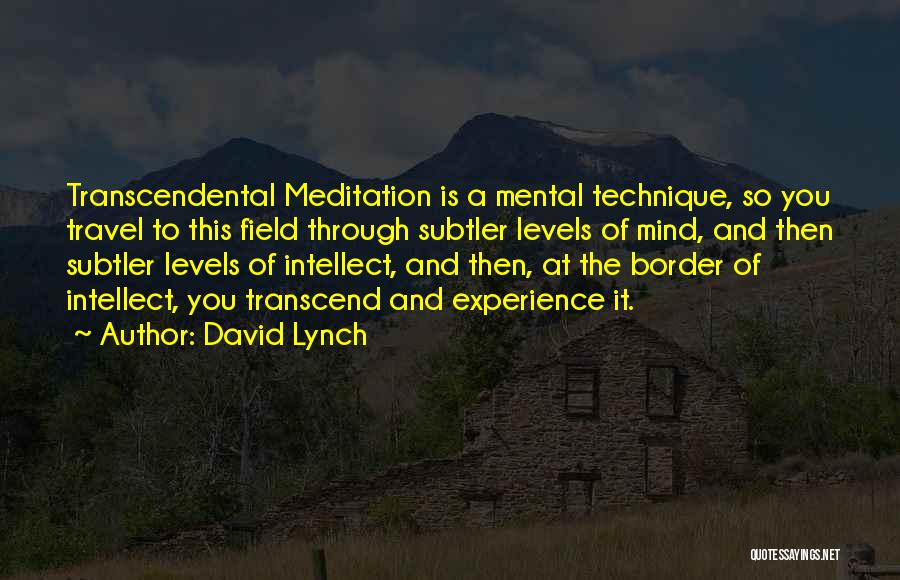 David Lynch Quotes: Transcendental Meditation Is A Mental Technique, So You Travel To This Field Through Subtler Levels Of Mind, And Then Subtler
