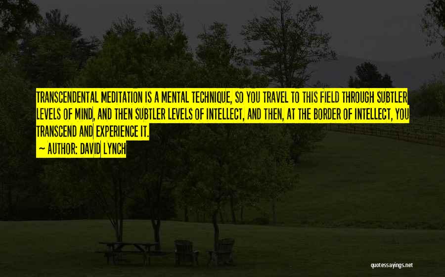 David Lynch Quotes: Transcendental Meditation Is A Mental Technique, So You Travel To This Field Through Subtler Levels Of Mind, And Then Subtler