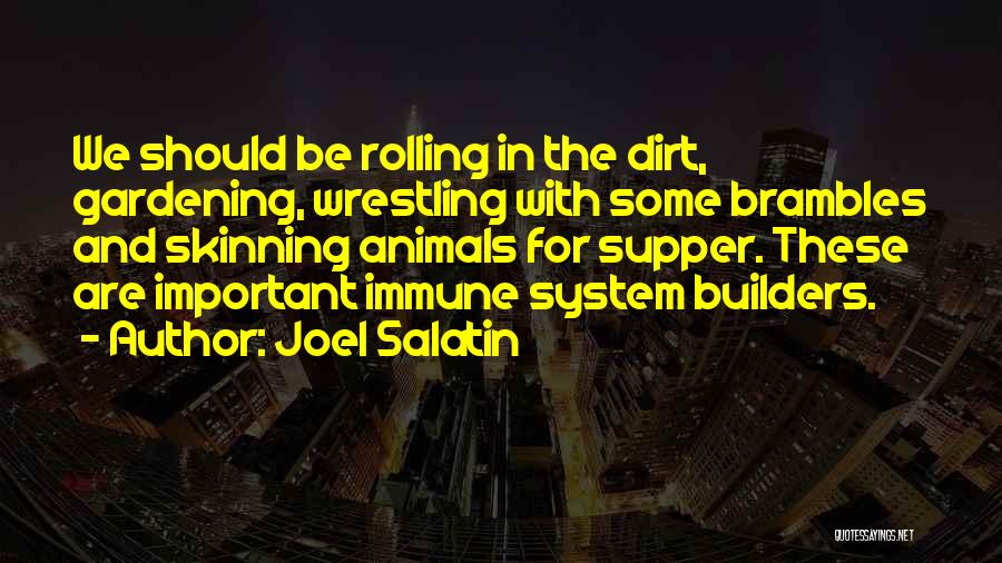 Joel Salatin Quotes: We Should Be Rolling In The Dirt, Gardening, Wrestling With Some Brambles And Skinning Animals For Supper. These Are Important