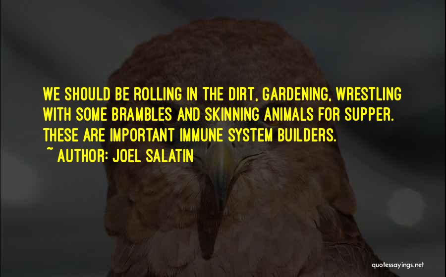 Joel Salatin Quotes: We Should Be Rolling In The Dirt, Gardening, Wrestling With Some Brambles And Skinning Animals For Supper. These Are Important