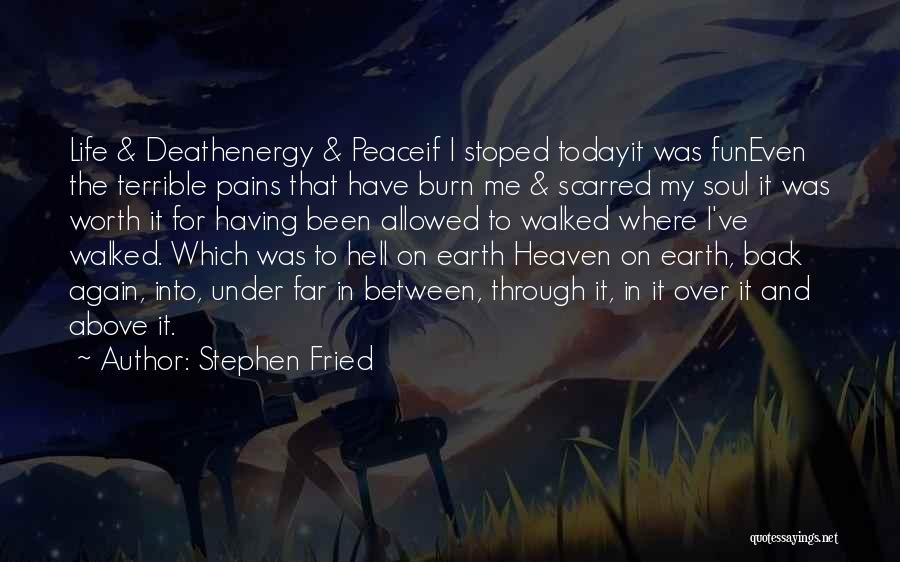 Stephen Fried Quotes: Life & Deathenergy & Peaceif I Stoped Todayit Was Funeven The Terrible Pains That Have Burn Me & Scarred My