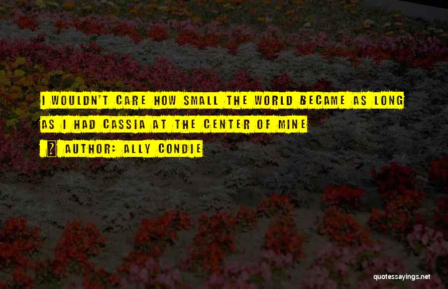 Ally Condie Quotes: I Wouldn't Care How Small The World Became As Long As I Had Cassia At The Center Of Mine