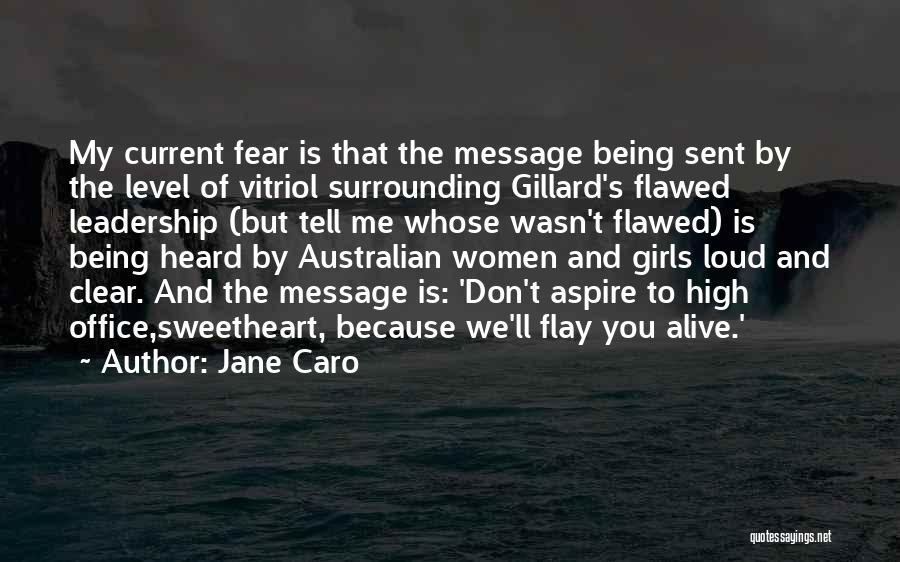 Jane Caro Quotes: My Current Fear Is That The Message Being Sent By The Level Of Vitriol Surrounding Gillard's Flawed Leadership (but Tell