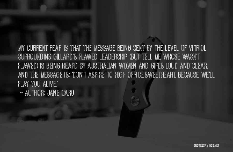 Jane Caro Quotes: My Current Fear Is That The Message Being Sent By The Level Of Vitriol Surrounding Gillard's Flawed Leadership (but Tell