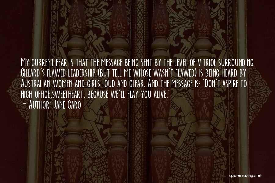 Jane Caro Quotes: My Current Fear Is That The Message Being Sent By The Level Of Vitriol Surrounding Gillard's Flawed Leadership (but Tell