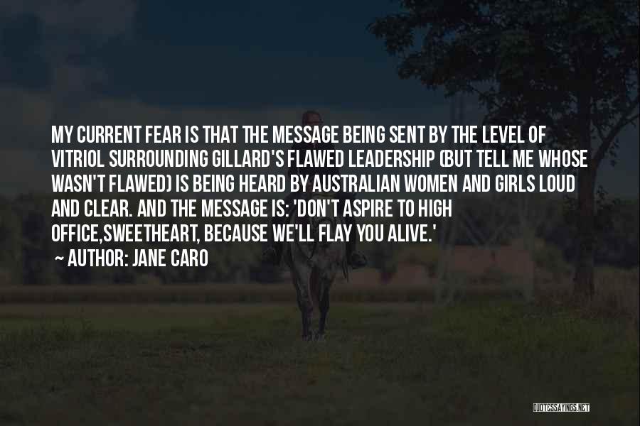 Jane Caro Quotes: My Current Fear Is That The Message Being Sent By The Level Of Vitriol Surrounding Gillard's Flawed Leadership (but Tell